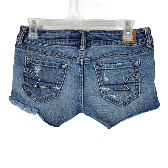 American Eagle Denim Booty Shorts Women Sz 2 Destroyed Cutoffs - Picture 3 of 7